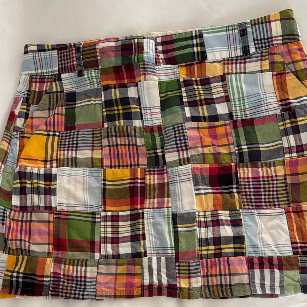J Crew RARE LIKE NEW Favourite Fit Madras Patchwork Plaid Skirt 14